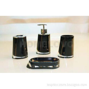 Contemporary Black Square Acrylic Bathroom Set Tumbler Soap